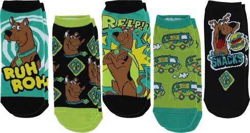 HIM Womens Scooby Doo Socks - 5 Pack Low Cut Scooby Socks - Scooby -doo و Mystery Machine - حجم الحذاء 4-10 in Kuwait