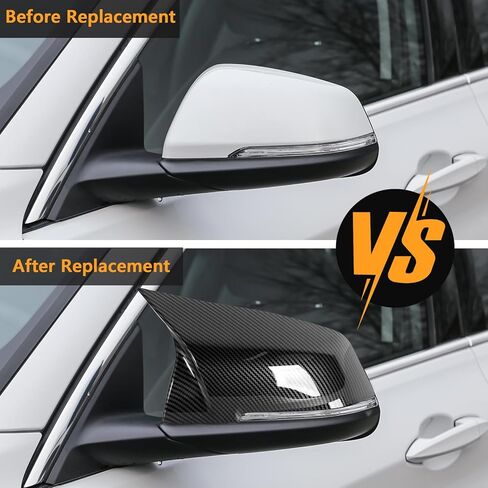 Replacement Wing Mirror Covers ABS Stylish Design Easy Installation Scratch - Resistants Exterior Accessories for B M W 1 2 3 4 Series X1 F20 F22 F23 F30 F31 F32 F33 (Carbon Fiber Pattern) in Kuwait