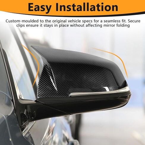 Replacement Wing Mirror Covers ABS Stylish Design Easy Installation Scratch - Resistants Exterior Accessories for B M W 1 2 3 4 Series X1 F20 F22 F23 F30 F31 F32 F33 (Carbon Fiber Pattern) in Kuwait