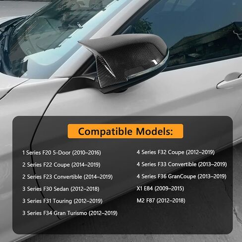 Replacement Wing Mirror Covers ABS Stylish Design Easy Installation Scratch - Resistants Exterior Accessories for B M W 1 2 3 4 Series X1 F20 F22 F23 F30 F31 F32 F33 (Carbon Fiber Pattern) in Kuwait