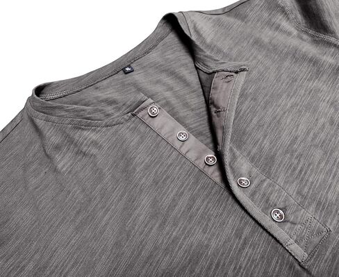 Men's Henley Shirt Lightweight Short Sleeve T-Shirt Casual Summer Solid Button Cotton Shirt in Kuwait