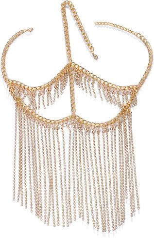Sexy Full Rhinestone Layered Masquerade Party Mask Face Jewelry for Women Crystal Tassel Face Chain Jewelry Costume Head Hair Bridal Veils Accessories in Saudi Arabia