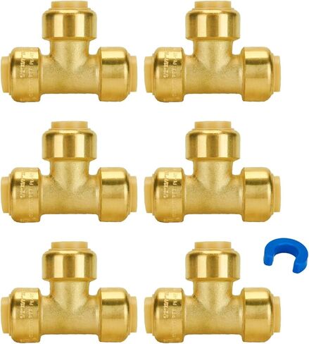 SUNGATOR Push Fitting Set, 1/2 Inch Plumbing Fitting Elbow (5 PCS), 3/4 Inch Plumbing Fitting Elbow (3 PCS), No Lead Brass Push to Connect Pex, Copper, CPVC, with 2 Disconnect Clips, Pack of 8 in Saudi Arabia