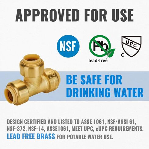SUNGATOR Push Fitting Set, 1/2 Inch Plumbing Fitting Elbow (5 PCS), 3/4 Inch Plumbing Fitting Elbow (3 PCS), No Lead Brass Push to Connect Pex, Copper, CPVC, with 2 Disconnect Clips, Pack of 8 in Saudi Arabia