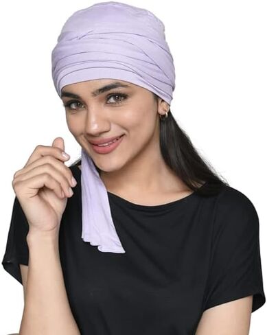 Women's Bamboo Viscose Sleep Cap with Pleated Tail Mantra Headwear in Saudi Arabia