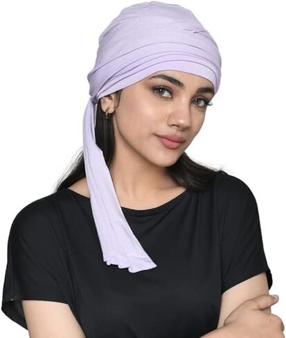 Women's Bamboo Viscose Sleep Cap with Pleated Tail Mantra Headwear in Saudi Arabia