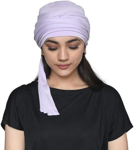 Women's Bamboo Viscose Sleep Cap with Pleated Tail Mantra Headwear in Saudi Arabia