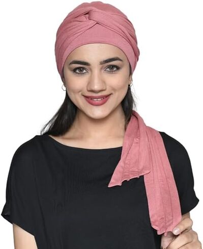 Women's Bamboo Viscose Sleep Cap with Pleated Tail Mantra Headwear in Saudi Arabia