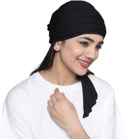Women's Bamboo Viscose Sleep Cap with Pleated Tail Mantra Headwear in Saudi Arabia