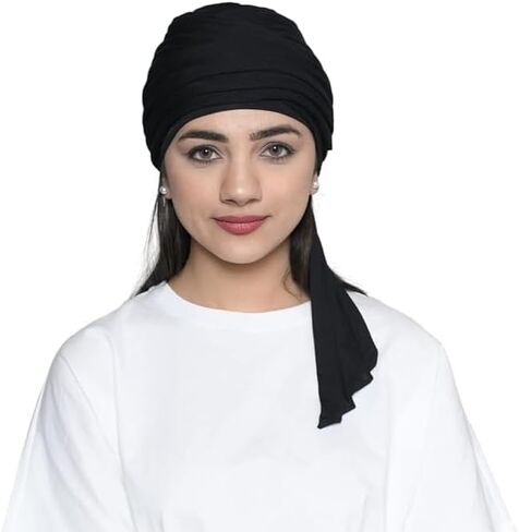 Women's Bamboo Viscose Sleep Cap with Pleated Tail Mantra Headwear in Saudi Arabia