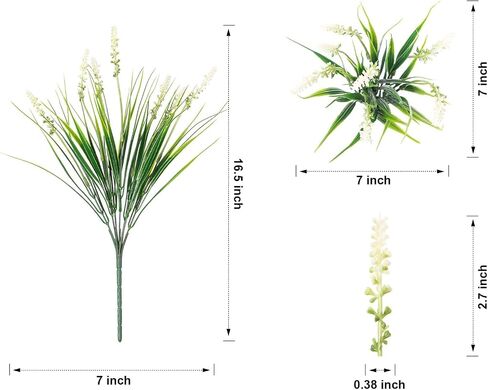 Ivydale Artificial Plants Fake Flowers Monkey Grass for Outdoors,UV Resistant Realistic 10PCS White Faux Greenery Shrubs Outside Decor for Home Garland Porch Patio Balcony Planter Yard Office Pathway in Kuwait