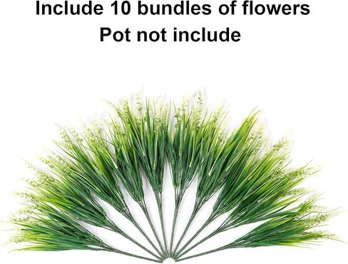 Ivydale Artificial Plants Fake Flowers Monkey Grass for Outdoors,UV Resistant Realistic 10PCS White Faux Greenery Shrubs Outside Decor for Home Garland Porch Patio Balcony Planter Yard Office Pathway in Kuwait