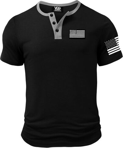 Men's Patriotic Henley Shirts Distressed American Flag 1776 Vintage Muscle T-Shirts (S-3XL) in Saudi Arabia