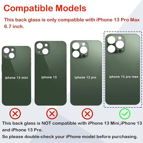 Phoupair OEM Rear Back Glass Replacement for iPhone 13 Pro Max 6.7 Inches with Professional Repair Tool Kit (Sierra Blue) in Saudi Arabia