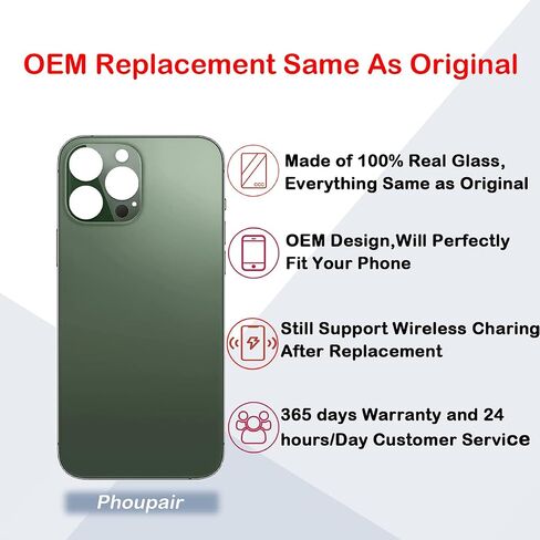 Phoupair OEM Rear Back Glass Replacement for iPhone 13 Pro Max 6.7 Inches with Professional Repair Tool Kit (Sierra Blue) in Saudi Arabia