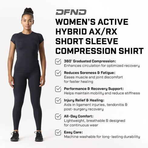 Women's Active Hybrid Ax/Rx Short Sleeve Compression Shirt – 360° Compression for Recovery & Performance – Made in USA in Saudi Arabia