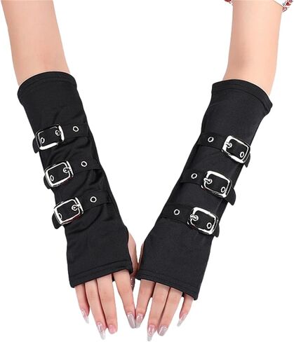TOMETO STAR Goth Arm Warmers Women Punk Grunge Y2k Harajuku Rave Emo Japanese in Kuwait