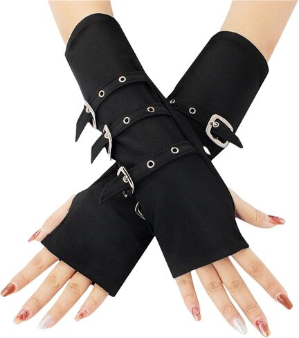 TOMETO STAR Goth Arm Warmers Women Punk Grunge Y2k Harajuku Rave Emo Japanese in Kuwait
