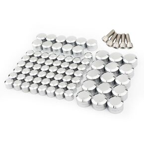 Bolt Covers Engine Head Bolts Toppers Caps Kit Aluminum for Harley Twin Cam Touring 2007-2016 Road King Electra Glide Street Glides Road Glide FLT FLH 75 Pcs (White Black)