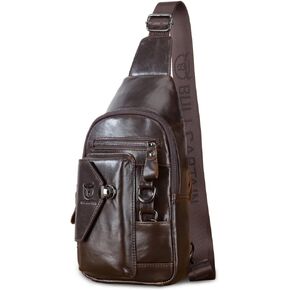 KPYWZER Vintage Leather Sling Bag Backpack for Men Crossbody Shoulder Chest Day Pack Backpacks