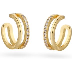 18K Gold Plated Cubic Zirconia Ear Cuff Gold Earrings for Women - Clip On Cartilage