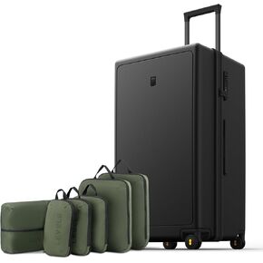 LEVEL8 Luminous 28 Inch Black Luggage with 6 Set Packing Cubes