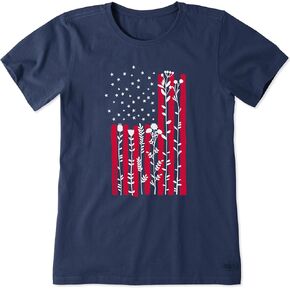 Life is Good Women's Crusher Tee, Short Sleeve Cotton Graphic T-Shirts, Flow Flower Tall Flag