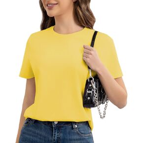 Cotton Short Sleeve T Shirts for Women Basic Tee Tshirts Plain Casual Summer Tops