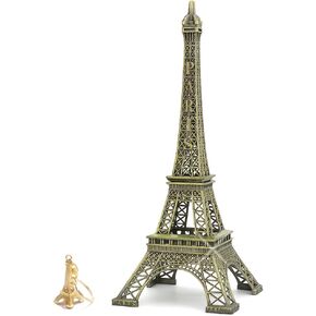 12 Inch (30cm) Metal Eiffel Tower Statue Figurine Replica Centerpiece Room Table Décor Jewelry Stand Holder French Souvenir (Includes Eiffel Tower Key Ring)