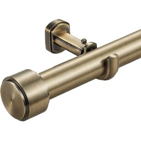 Heavy Duty Curtain Rods,1 1/4" Large Diameter Premium Nonadjustable Curtain Rod,54in/4.5ft Custom Window Treatment Rods with Durable Aluminum Brackets and End Caps,Gold Finish