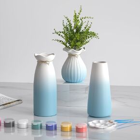 OERGKE Ceramic Vase of 3 Pcs, Modern Boho Small vases for Flowers for Home Living Room Office Farmhouse Decor Dining Table Bedroom Table and Kitchen Shelf (Pink)