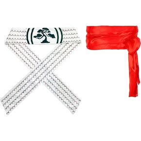 2PCS Mens Halloween Costume Accessories with Headband and Red Belt