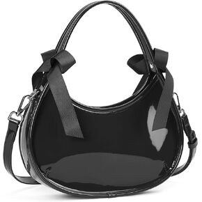 Small Purse for Women Crossbody Bag Y2k Clutch Hobo Tote Handbag Coquette Bow Purse Cute Patent Leather Shoulder Bag