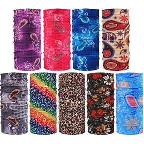 Unisex 9PCS Paisley Balaclavas Headwear Bandana Neck Gaiter Sports Tube UV Sewing Face Mask Headband Elastic Reusable Multifunctional Magic Scarf Balaclava for Women