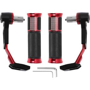7/8" 22mm 15/16" 24mm Motorcycle Hand Grips Cover Kit Aluminum Alloy Rubber Handlebar Grips Red