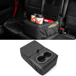 FURYENGRAVER Universal Rear Seat Armrest Rear Bench Seat Consoles with Cup Holder, Large Storage Box,2 Storage Bags Truck Seat Organizer
