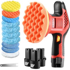 AOBEN Cordless Car Polisher,6 Inch Car buffer Waxer Kit with 3X2000mAh Batteries,6 Variable Speed &10 Polishing Pads,Brushless Cordless Polisher for Car Detailing/Waxing/Polishing/Scratch Removing