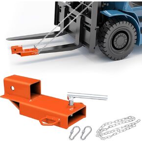Forklift Trailer Hitch Attachment, 2 Inch Hitch Receiver Pallet Fork Trailer Towing Adapter with Safety Chain,1PC(Black)