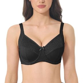 Women's Lace Unpadded Minimizer Push Up Underwire Bra Full Coverage Everyday Bra for Plus Size Big Bust