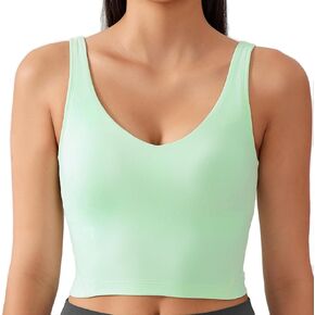 Lemedy Women Sports Bra Molded Cup Longline Crop Tank Top Padded Workout Running Yoga