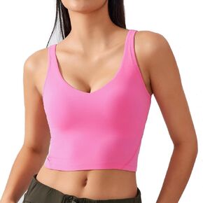 Lemedy Women Sports Bra Molded Cup Longline Crop Tank Top Padded Workout Running Yoga in Kuwait
