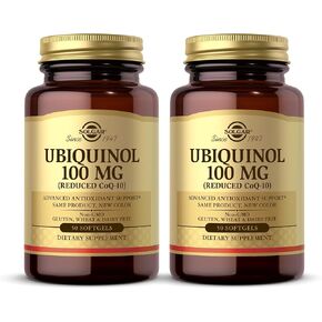 Solgar Ubiquinol 100 mg (COQ -10) - 50 Softgels ، حزمة من 2 - دعم مضادات الأكسدة المتقدمة - غير المعدلة وراثيًا ، خالية من الغلوتين ، خالية من الألبان - 100 حصص إجمالية