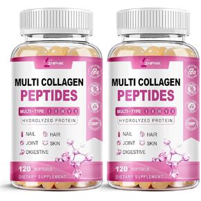 Hydrolyzed Collagen Peptides Pills Mutil Collagen Peptides Colageno Hidrolizado for Women Type I II III V X with Hyaluronic Acid Biotin Vitamin C - Support Skin Hair Nail | 120 Count