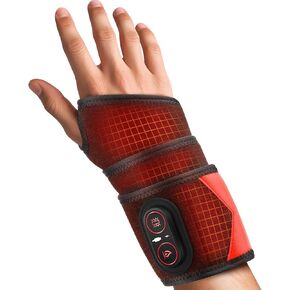 Cordless Wrist Heating Pad Wrap, Heated Wrist Brace with Vibration, 3 Heats and Vibrations Modes, Heated Wrist and Hand Massager, Versatile Heating Pad for Wrist, Hand, Knee, Elbow, Ankle