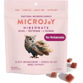 Hibernate Gummies – Natural Sleep Aid with Reishi Mushroom – Stress Relief and Mood Support – Vegan, Non-GMO, Cherry Flavor (30 Gummies)