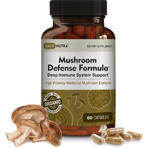 Mushroom Defense Formula - Immune Support Supplement | Organic Mushrooms, Hot Water Extracted - Reishi, Chaga, Maitake, Shiitake & Turkey Tail (90 Capsules)