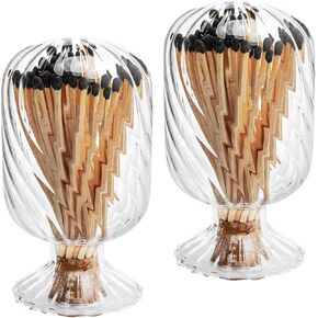 moonoom Helix Shaped Match Holder, Glass Matches Cloche for 3.5 Inch, Upside Down Match Holder Jar for Scented Candle on Dining Table Fireplace Bathroom Decoration, Not Include Matches