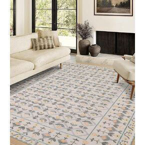 YIHOUSE Pink Floral Vintage Rug 3x5,Colorful Flower Rugs, Washable Area Rugs for Living Room, Non-Slip Carpets White and Pink Boho Area Rug for Bedroom Girls Nursery Classroom Decor