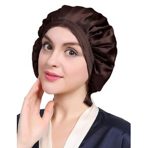 Lilysilk 100 ٪ التوت حرير حرير مسطح الأمامي الحرير ليلة النوم غطاء الشعر قابل للتعديل للنوم ، الأخضر الأفوكادو