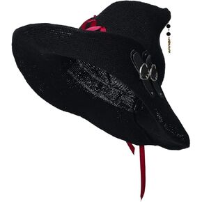 CAMDOM Womens Gothic Witch Hat Irregular Brim Knitted Wool Cap Headwear Halloween Fancy Costume Cosplay Accessories